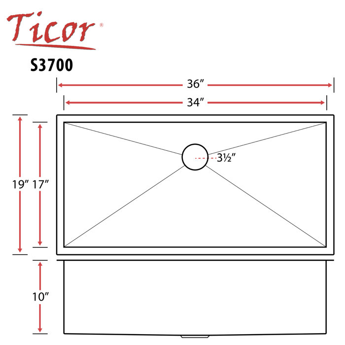 Ticor Sinks Pacific Series 19'' W Single Bowl Stainless Steel